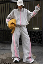 Side Stripe Sweatshirt Jogger Two Piece Set