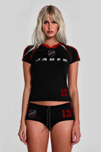 Sporty Vintage Letter Print Crop Top Shorts Set