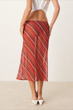 Sheer lka Dot High Waist A Line Midi Skirt