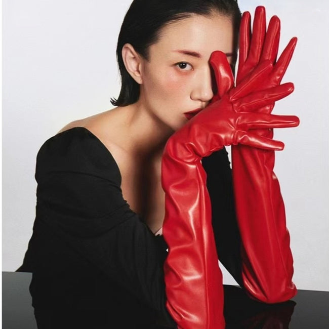 Long Opera Faux Leather Cosplay Evening Gloves Main image
