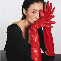Long Opera Faux Leather Cosplay Evening Gloves
