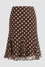 High Waist Polka Dot Chiffon Mermaid Midi Skirt