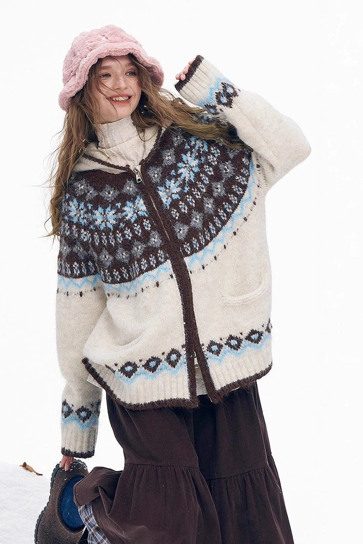Color Block Chunky Hooded Sweater