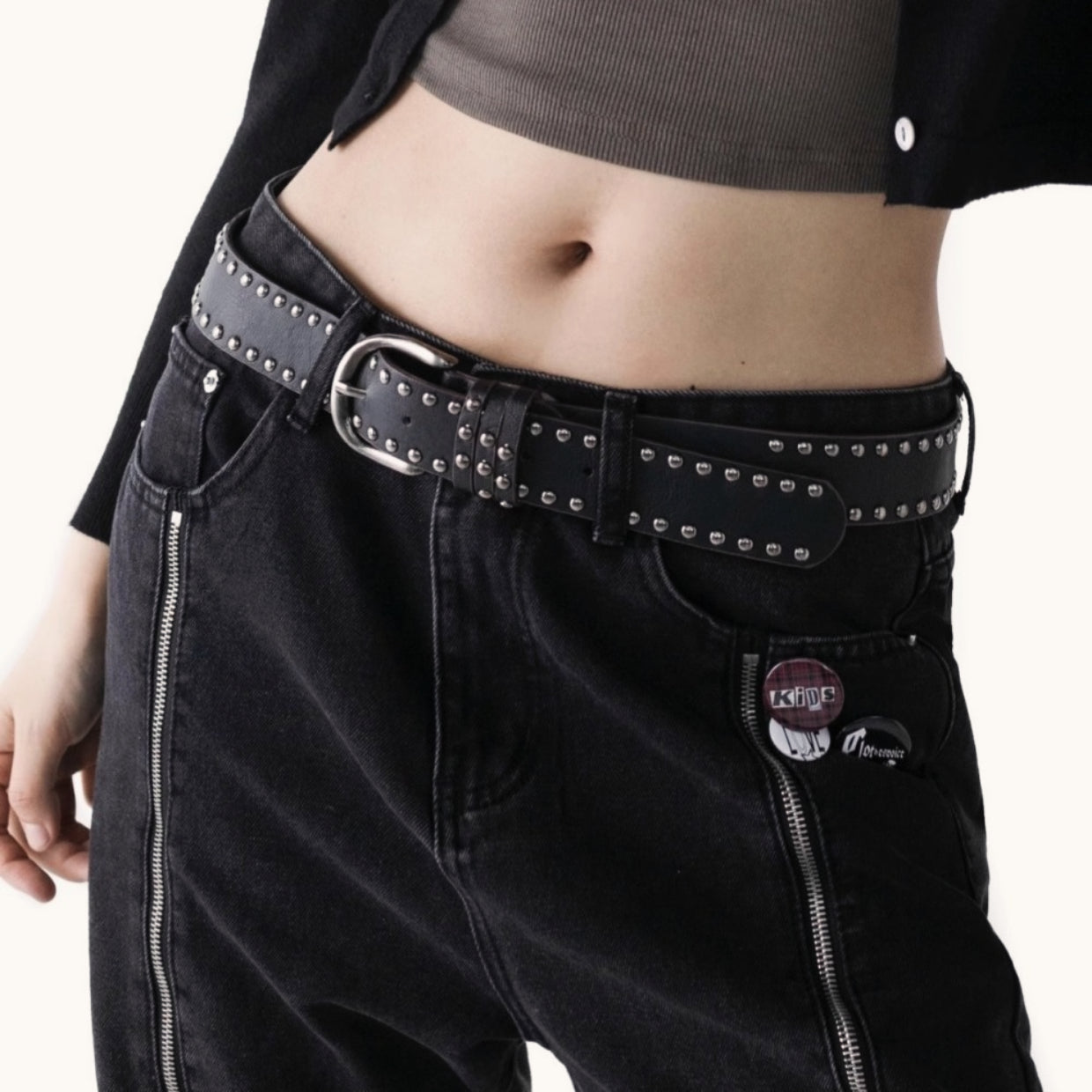 Y2K Punk Studded Wide Leather Belt