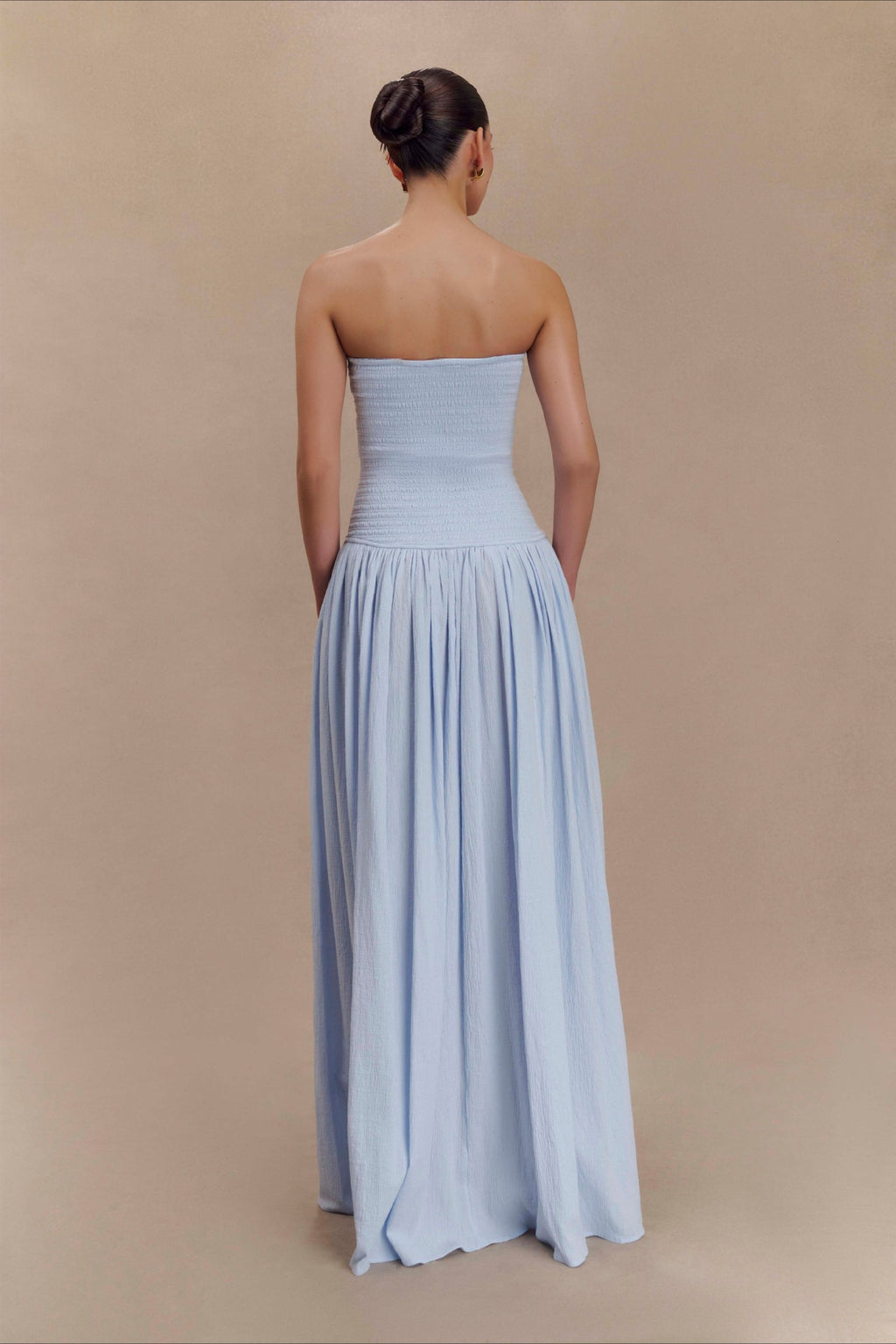 Solid Color Sleeveless Backless Ruched Corset Maxi Prom Dress