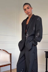 Embroidered Two Piece Blazer Pants Set