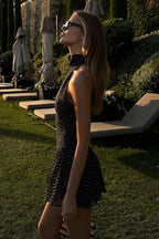 Black Polka Dot Slim Fit Mini Dress