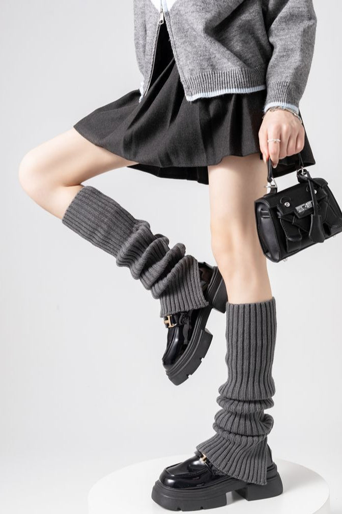 Vertical Stripe Chunky Slouch Split Hem Leg Warmers