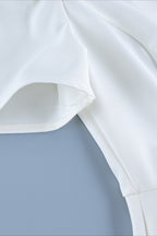 Keyhole Puff Sleeve Asymmetric Peplum Blouse