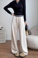 Plush Wool Draped Wide Leg Knit Pants
