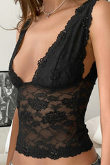 Sexy Lace V Neck Bodycon Crop Top