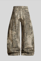 Leopard Print Cargo Wide Leg Jeans