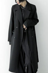 Black Double Breasted Long Blazer Overcoat