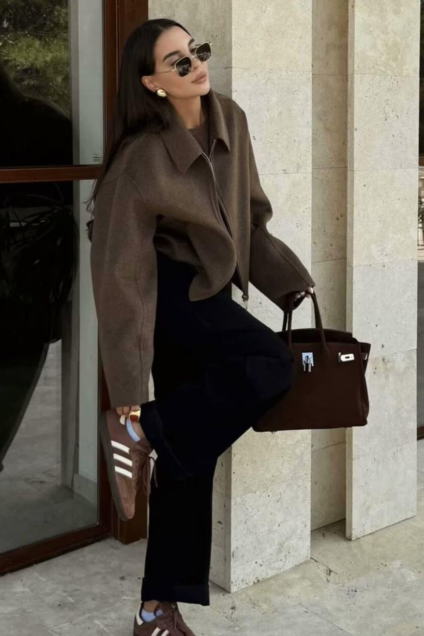 Minimalist Lapel Short Wool Coat coats