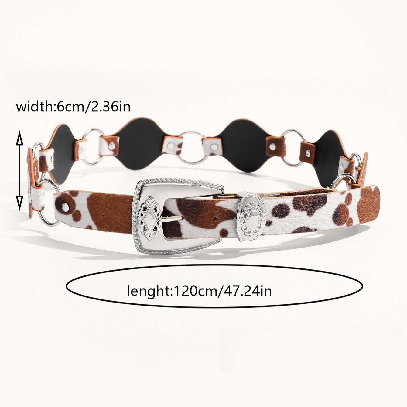 Boho Cow Print Wide Waist Belt