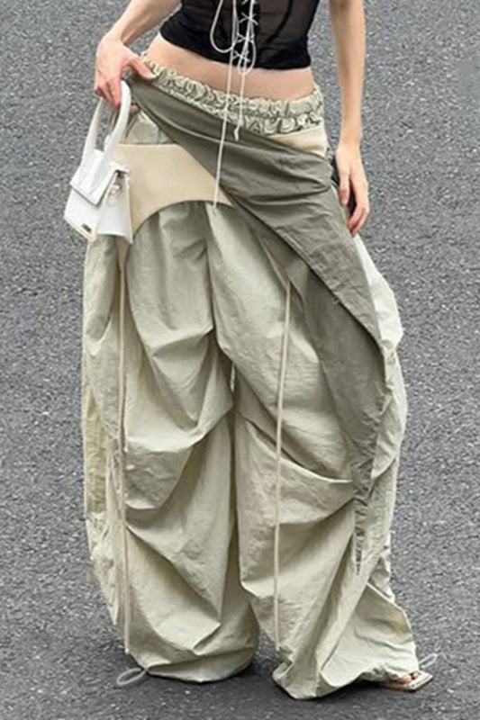 West Coast Style Pleated Ribbon Cargo Pants Main image