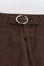 Low Rise Buckle Detail Loose Flare Leg Jeans
