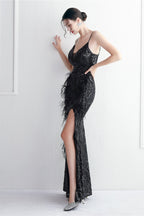 Intricate Beadwork Figure Hugging Gown Formal Dress