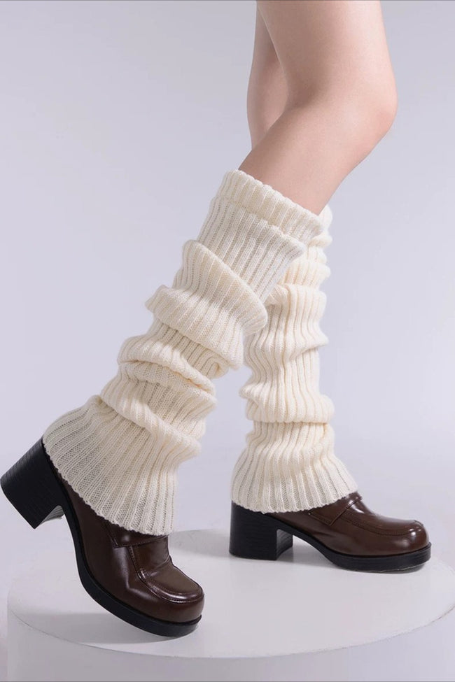 Textured Knit Bell Bottom Long Leg Warmers Main image