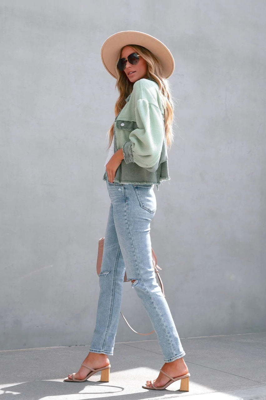 Brushed Waffle Long Sleeve Coat coats