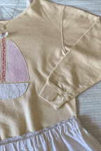 Sailboat Patchwork Off Shoulder Sweatshirt