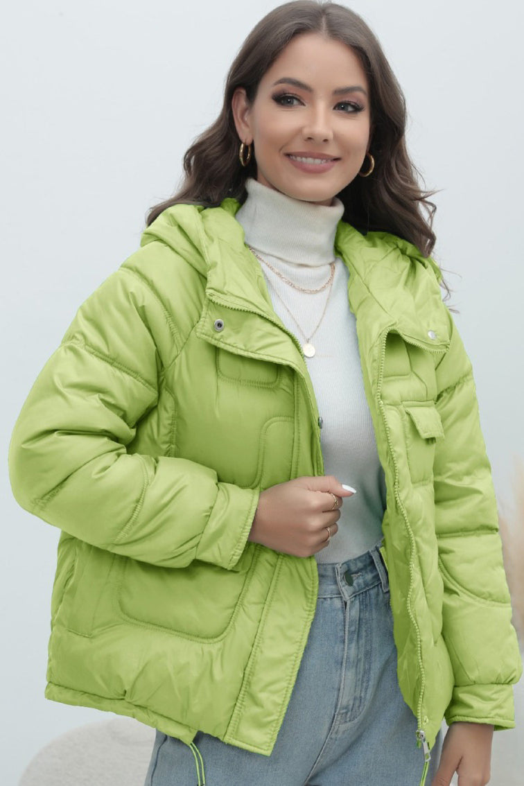 Bright Color Stand Collar Puffer Coat Yellow / S coats