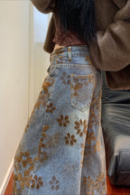 Vintage Jacquard High Rise Curved Jeans