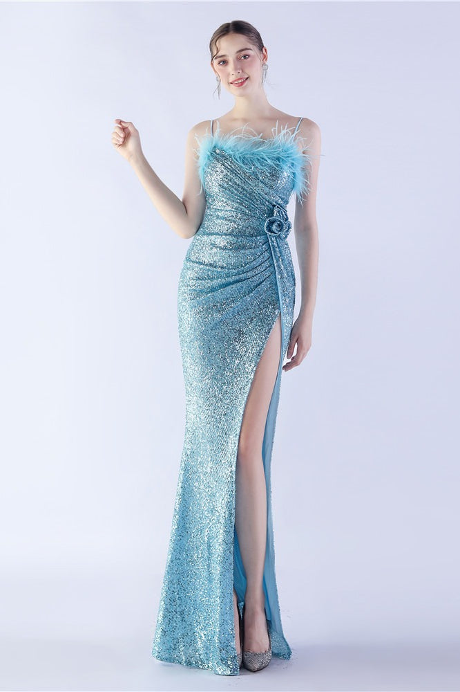 Ostrich Feather Embellished Maxi Dress Secondary image