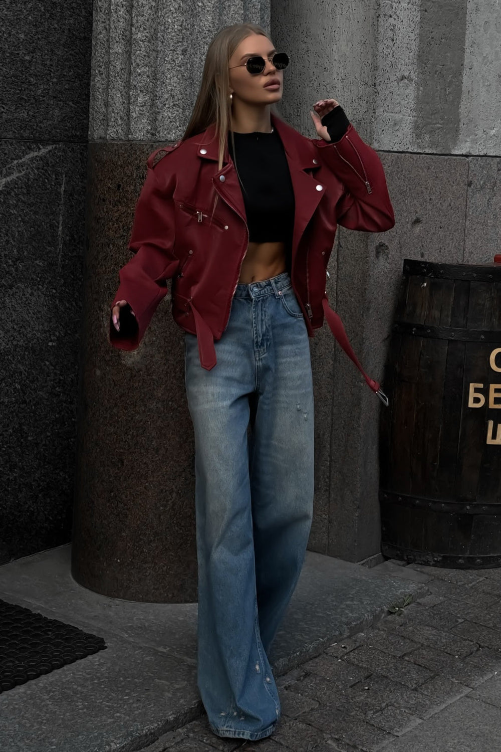 Washed Low Waist Straight Leg Jeans