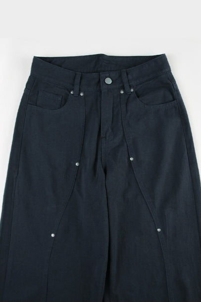 Studded Low Rise Wide Leg Jeans