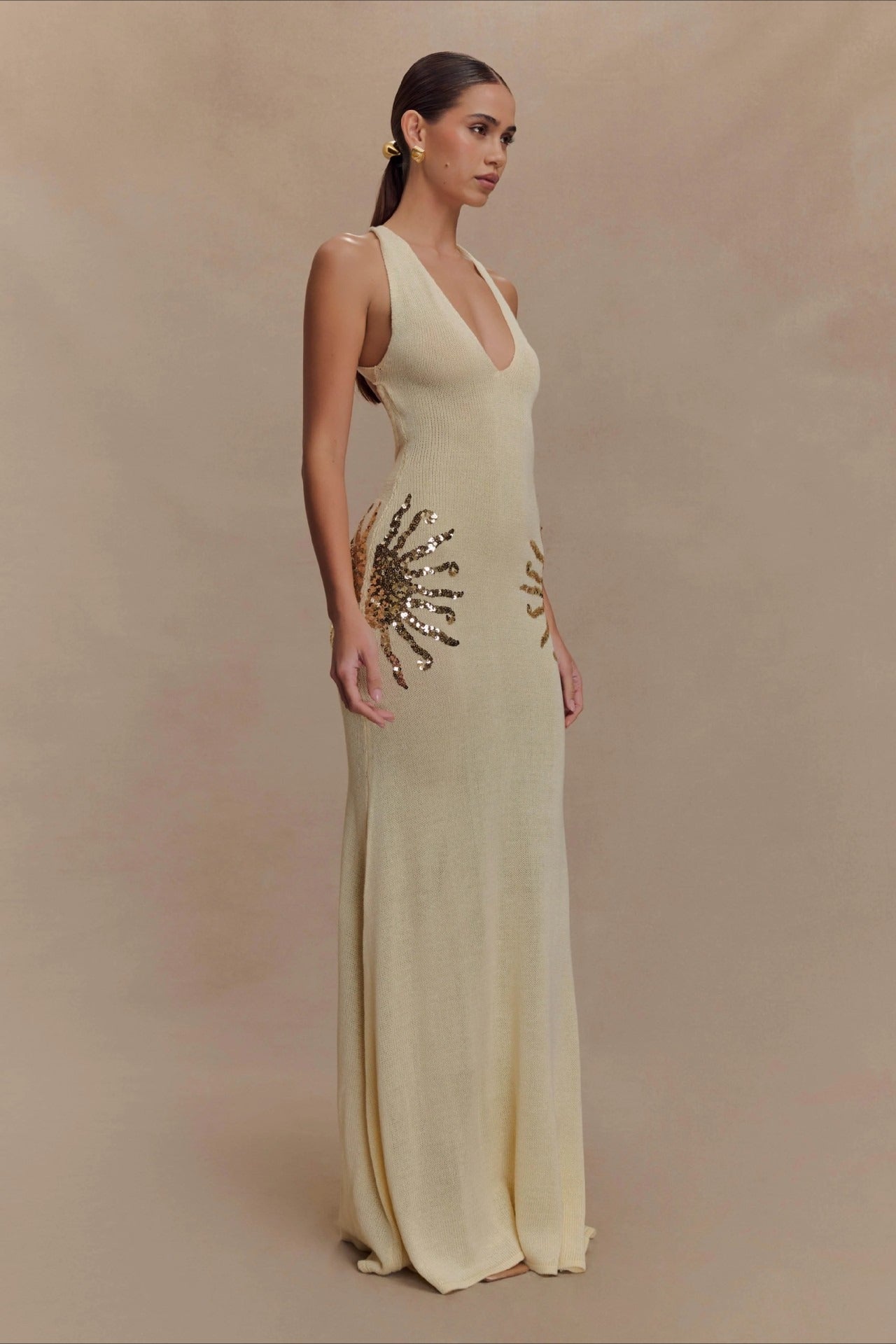 Elegant U Neck Solid Sweater Dress Secondary image
