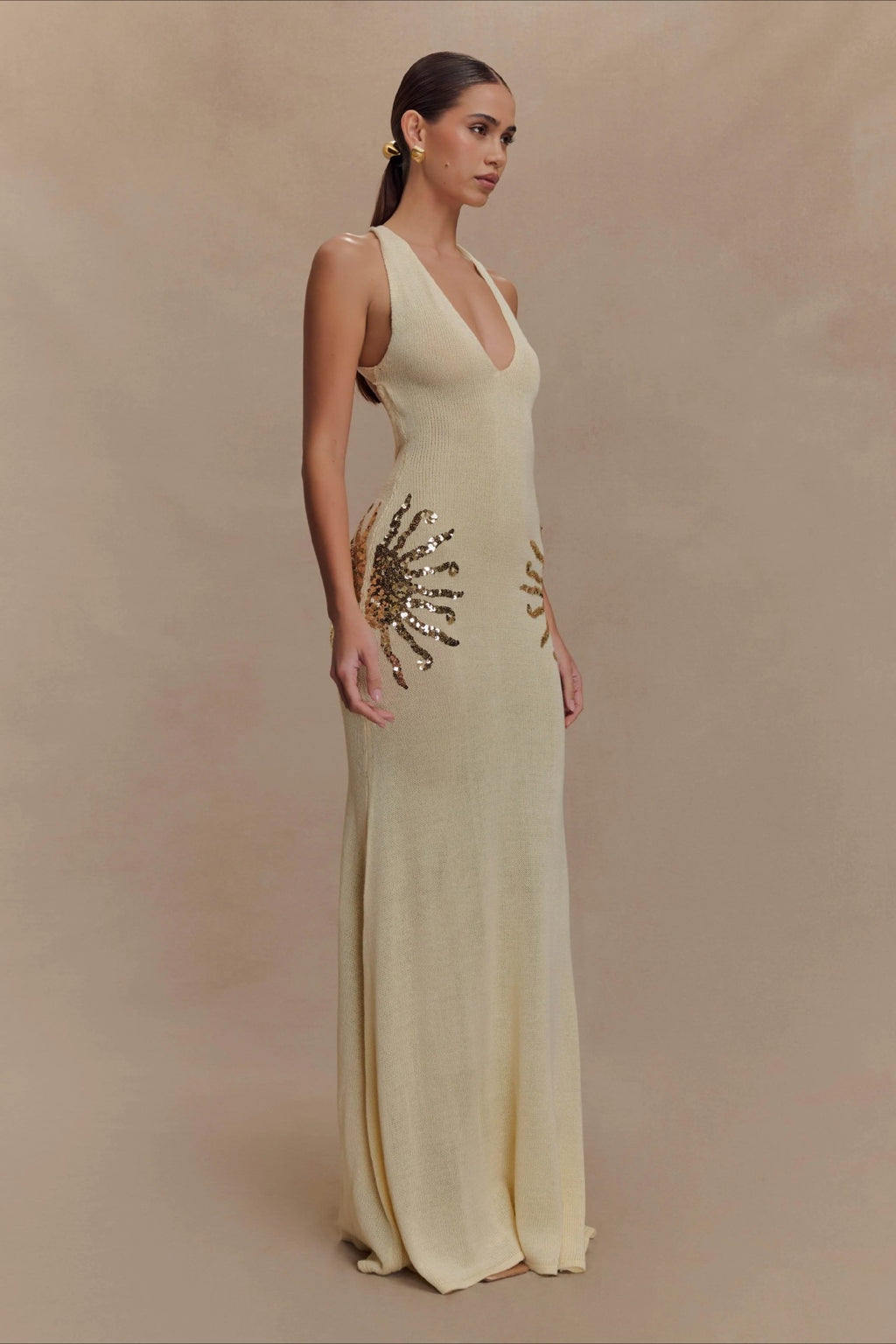 Elegant U Neck Solid Sweater Dress