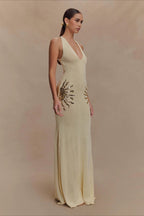 Elegant U Neck Solid Sweater Dress