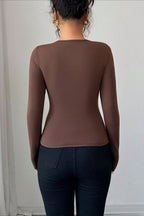 Asymmetrical Cut Out Bodycon Long Sleeve Tee