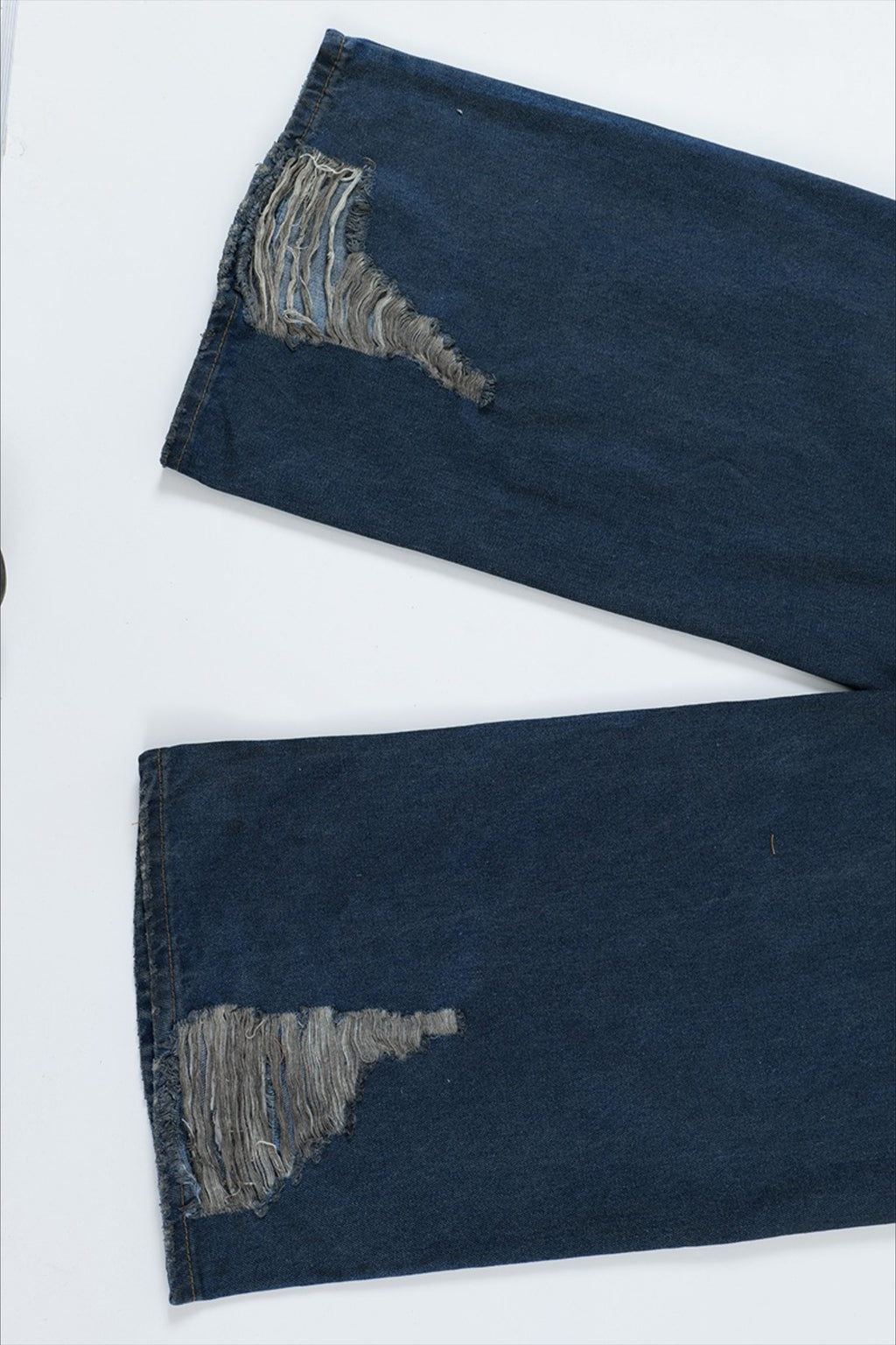 Heavy Distressed Ripped Wide Leg Jeans