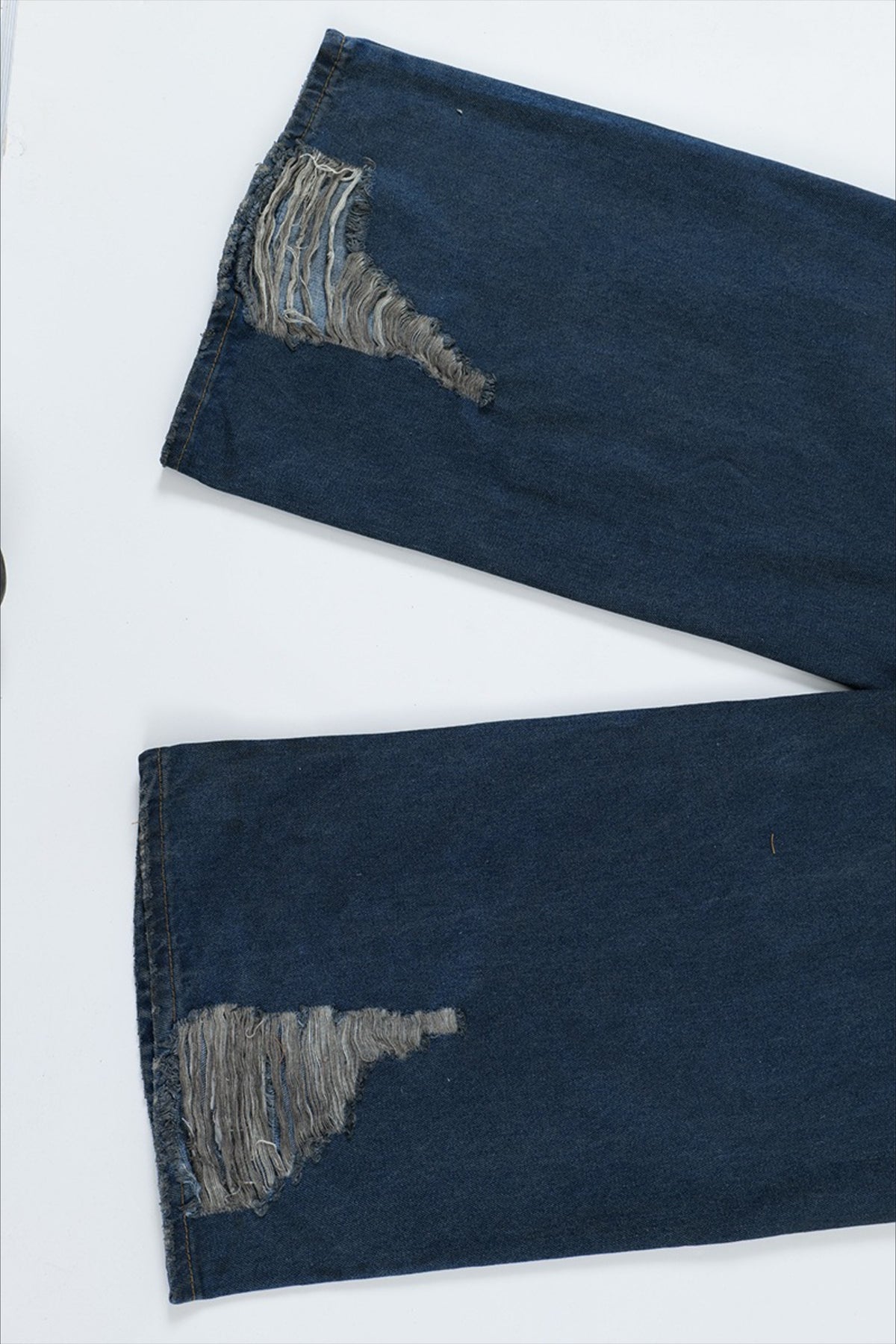 Heavy Distressed Ripped Wide Leg Jeans