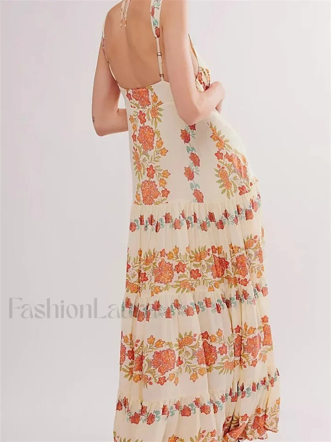 Deep V Floral Loose Casual Maxi Dress Secondary image