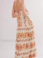 Deep V Floral Loose Casual Maxi Dress