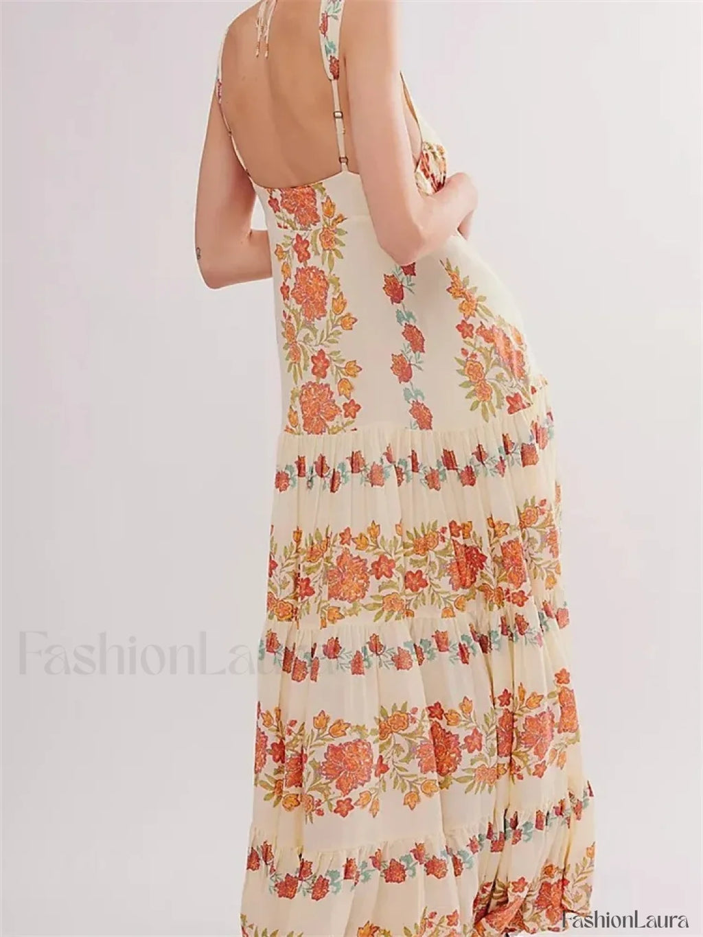 Deep V Floral Loose Casual Maxi Dress