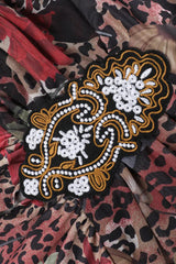 Deep V Hollow Strap Sexy Leopard Print Pure Desire Floral Dress