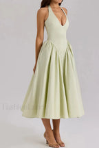 Deep V Neck Backless Pure Desire White Slim Fit Maxi Dress