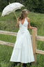 Deep V Neck Backless Pure Desire White Slim Fit Maxi Dress White / XS