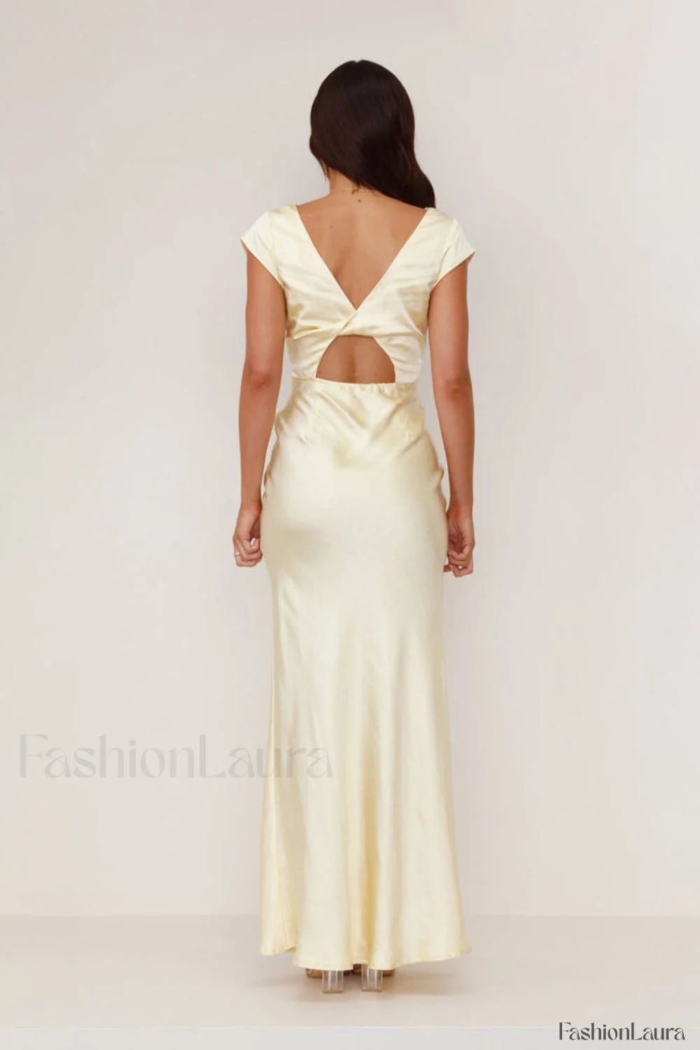 Deep V Neck Bodycon Backless Midi Work Dress