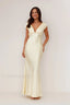 Deep V Neck Bodycon Backless Midi Work Dress Light Yellow / S