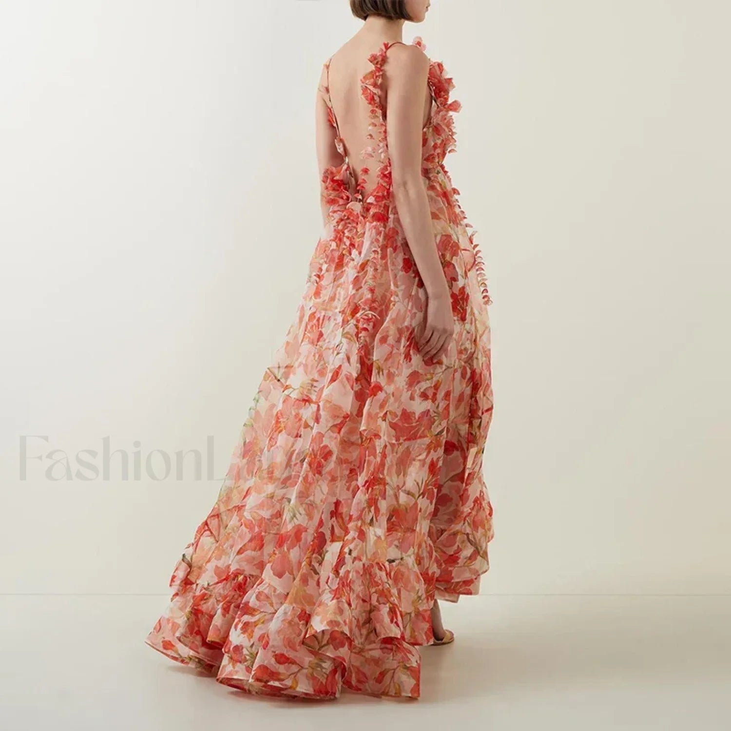Deep V Ruffle Floral Dress Secondary image