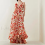 Deep V Ruffle Floral Dress
