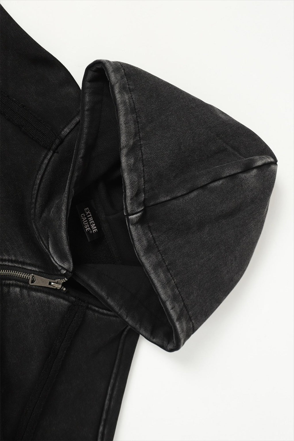 Deconstructed Seam Zip Pocket Pullover Hoodie