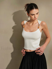 Delicate Strap Crop Knit Top Tank Tops & Camis