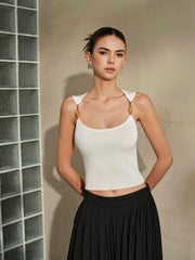 Delicate Strap Crop Knit Top Tank Tops & Camis
