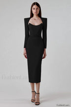 Delilah Bandage Stylish Midi Dress XS / Black Party Dresses L
